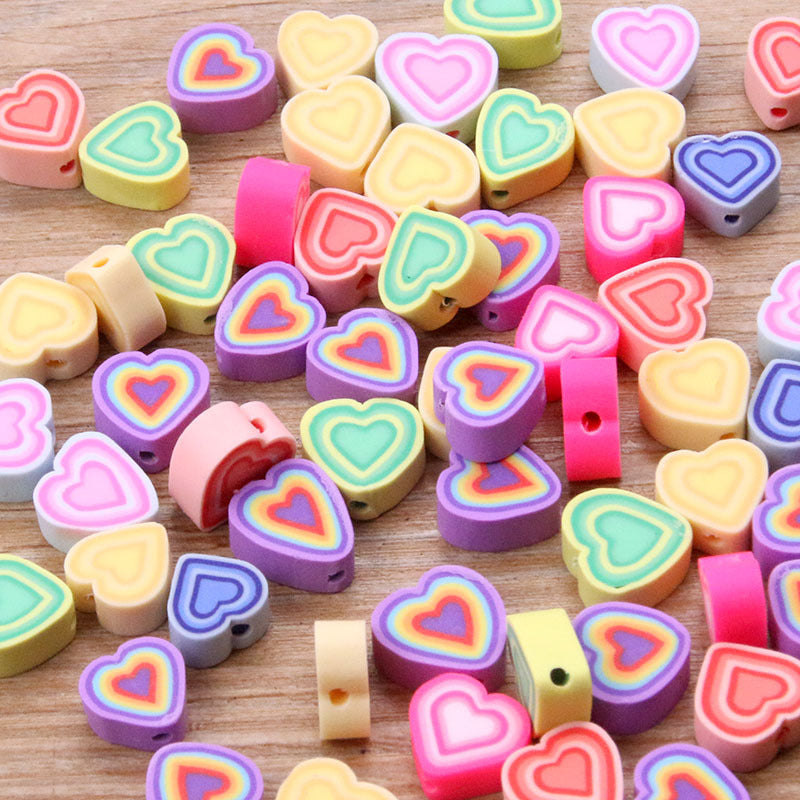 Wholesale 20pcs Soft Pottery Perforated Tablets Animal Fruit Heart Beads